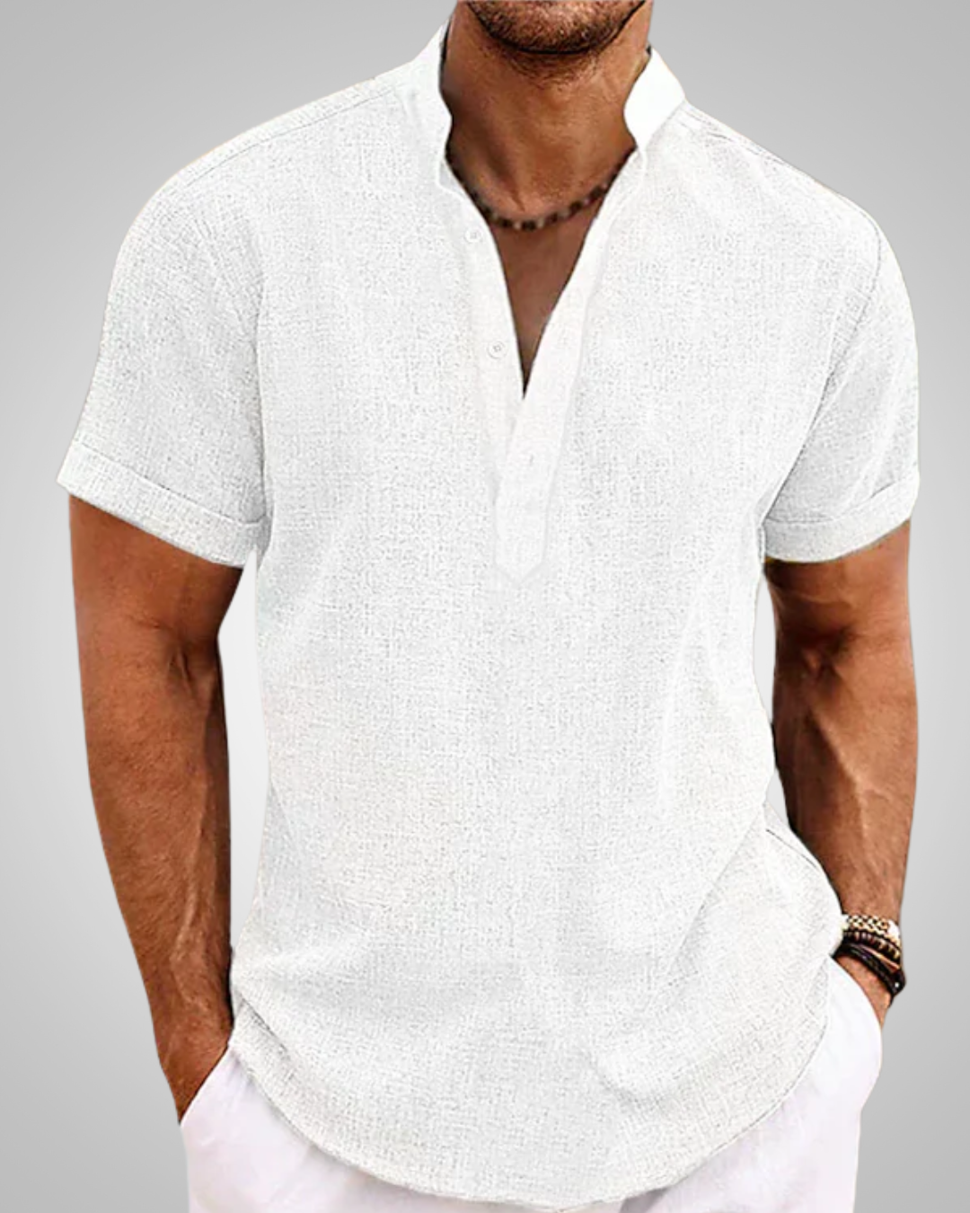 Bradley | Herre Kortærmet Casual Henley Skjorte