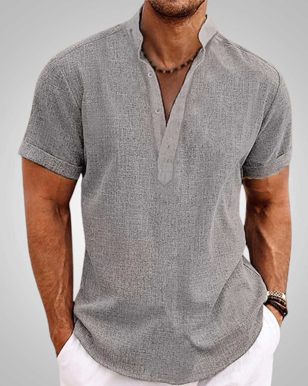 Bradley | Herre Kortærmet Casual Henley Skjorte