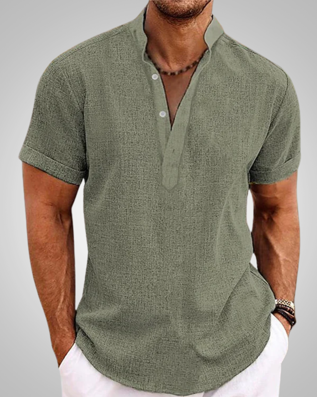 Bradley | Herre Kortærmet Casual Henley Skjorte