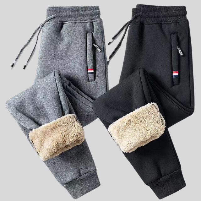Forede joggingbukser i lammeuld til mænd og kvinder – varme vinter sweatpants med snøre og sidelommer