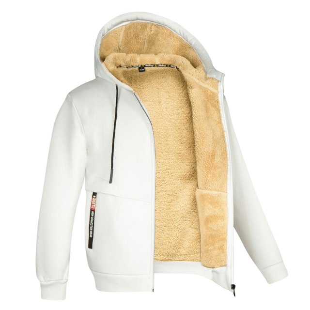Herre hoodie med sherpa foring og lynlås – varm og funktionel til efterår og vinter