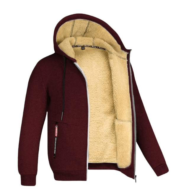 Herre hoodie med sherpa foring og lynlås – varm og funktionel til efterår og vinter