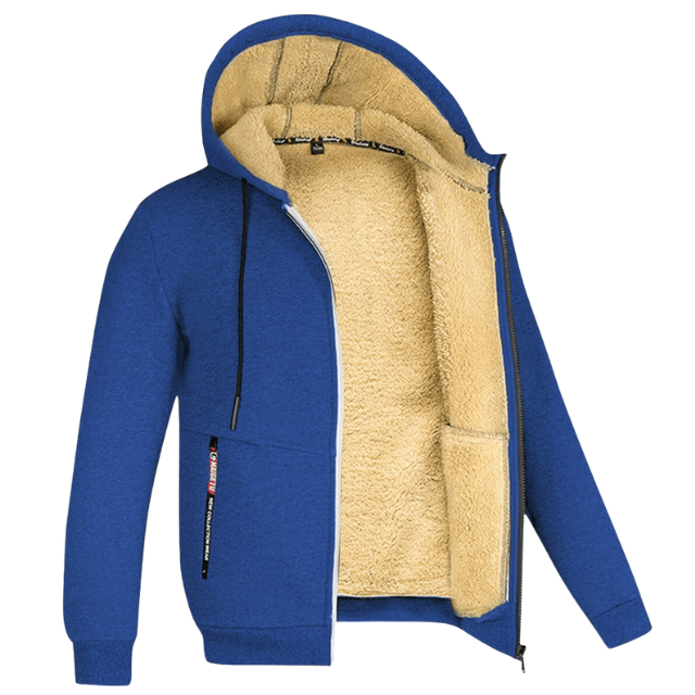 Herre hoodie med sherpa foring og lynlås – varm og funktionel til efterår og vinter