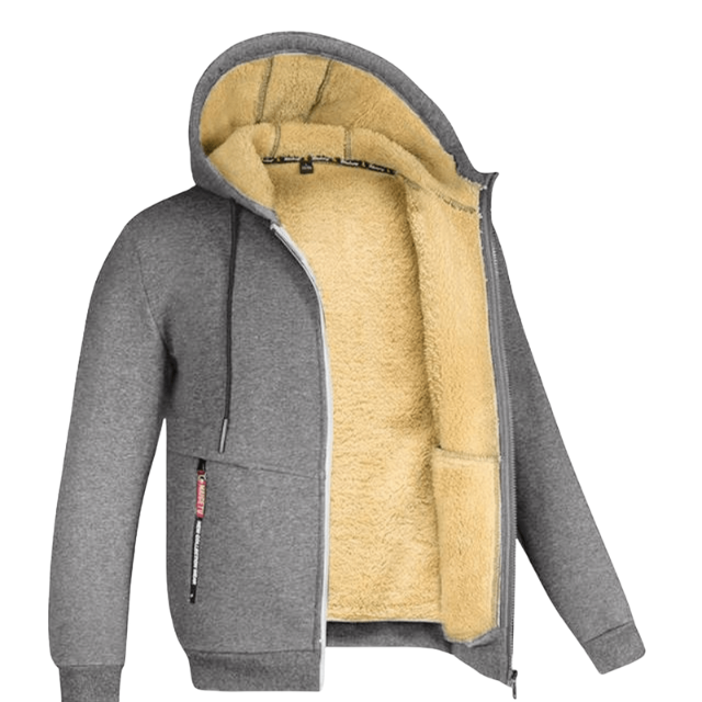 Herre hoodie med sherpa foring og lynlås – varm og funktionel til efterår og vinter