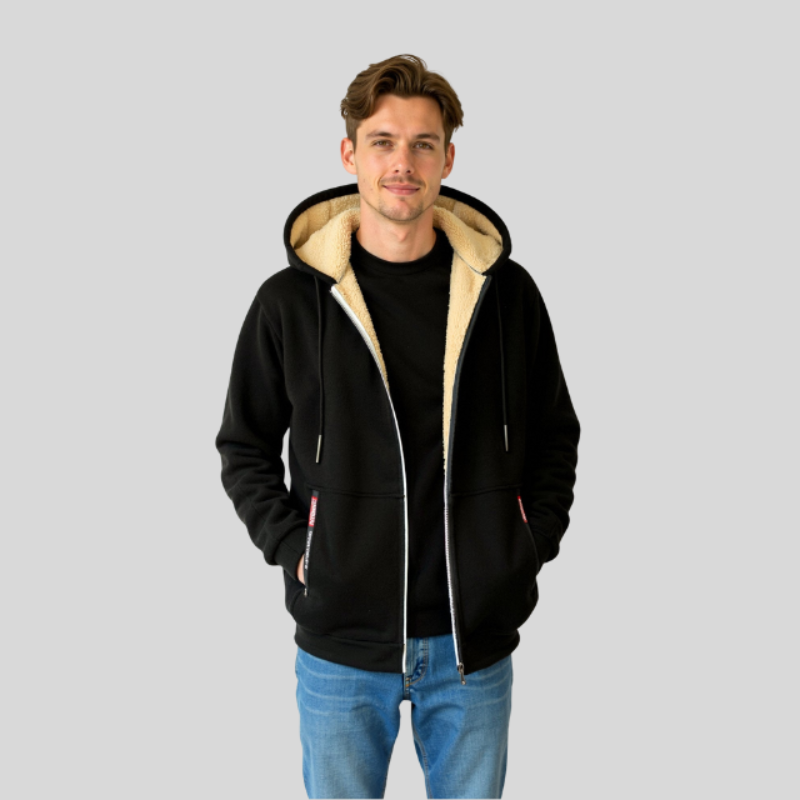 Hoodie til mænd med hætte og lynlåslukning | Afslappet stil til efterår og vinter