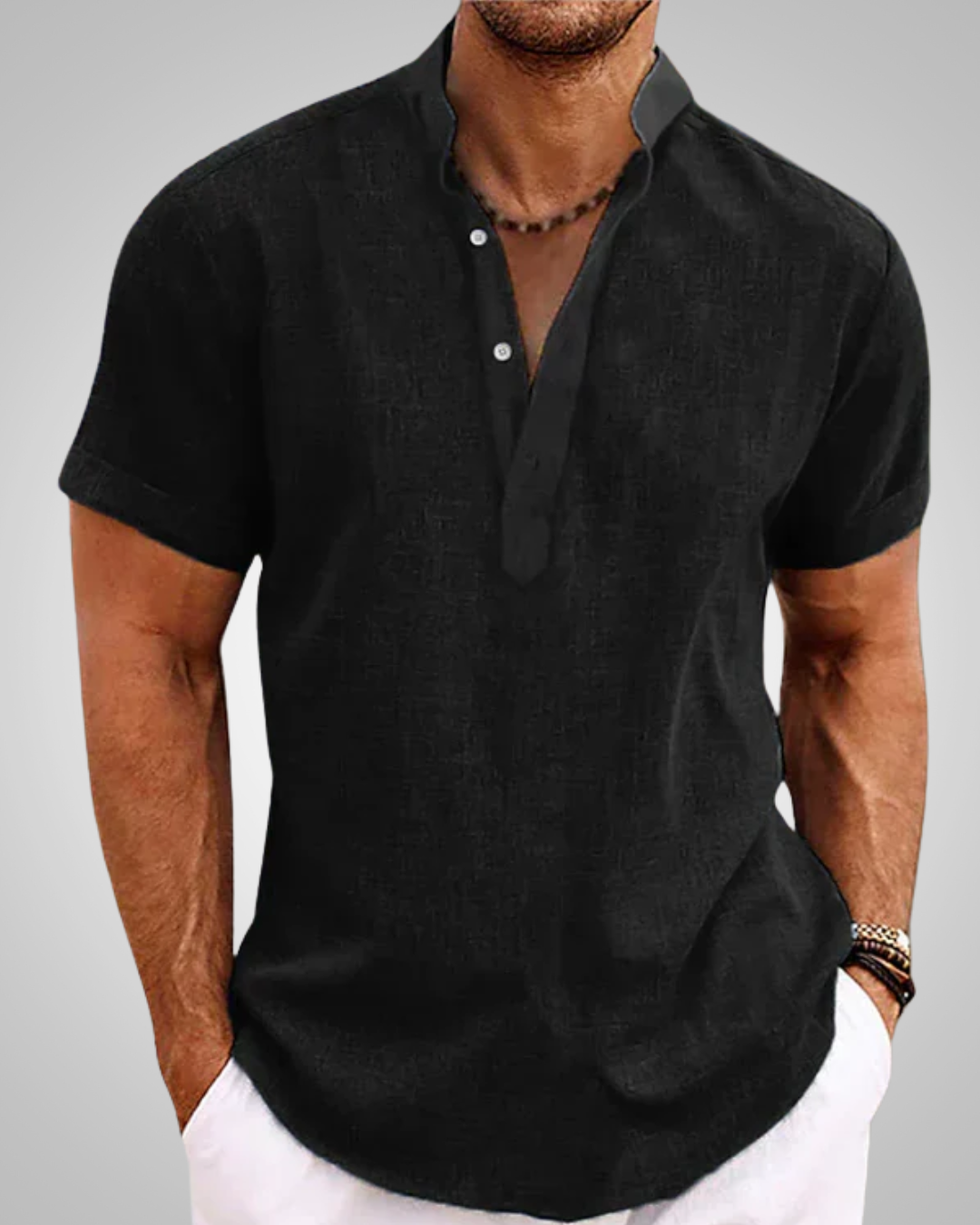 Bradley | Herre Kortærmet Casual Henley Skjorte