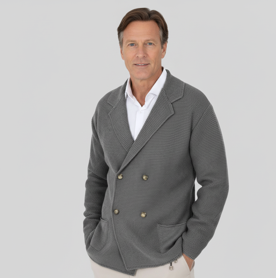Emil | Cardigan til mænd med dobbeltknap i blødt strik