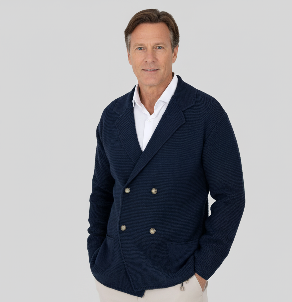 Emil | Cardigan til mænd med dobbeltknap i blødt strik
