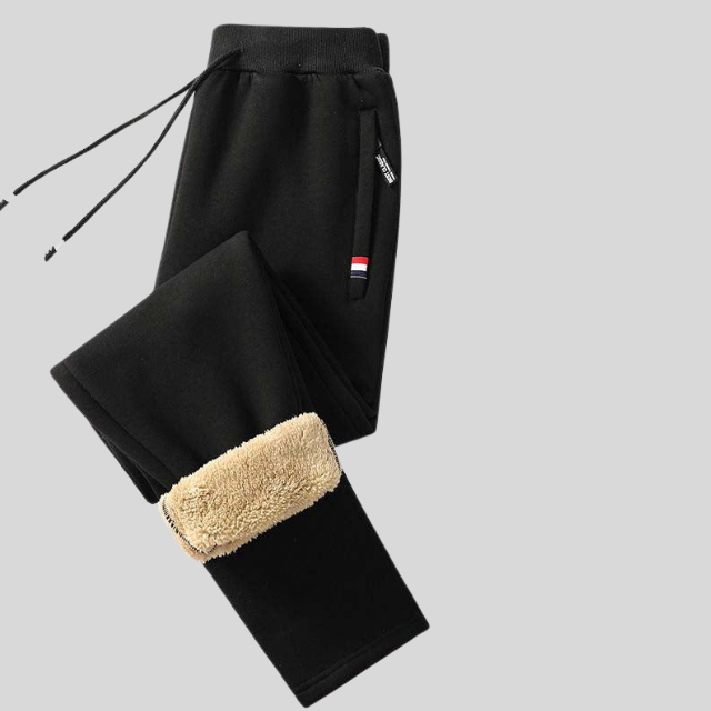 Forede joggingbukser i lammeuld til mænd og kvinder – varme vinter sweatpants med snøre og sidelommer