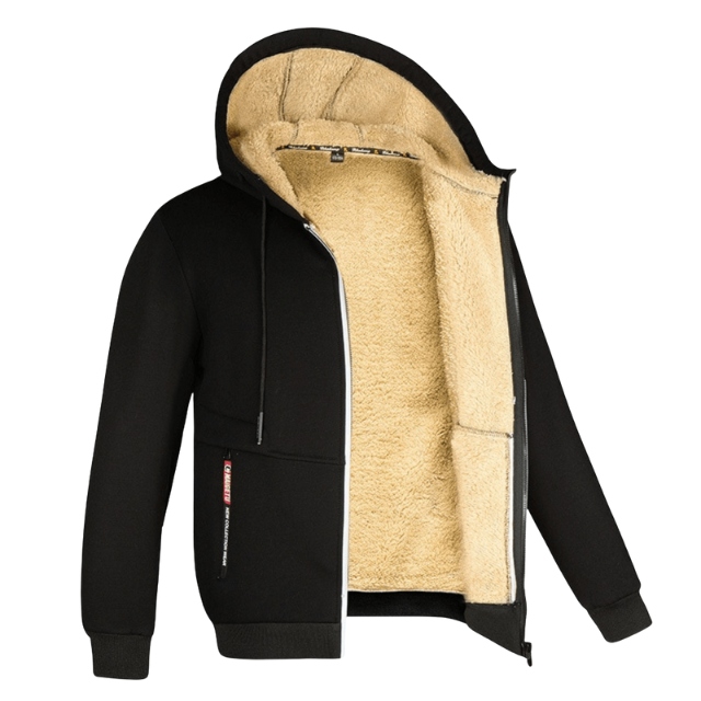 Herre hoodie med sherpa foring og lynlås – varm og funktionel til efterår og vinter